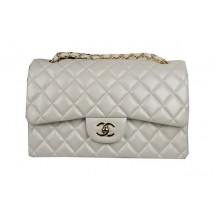 Chanel Classic Flap Bag OffWhite Original Leather CF1113 Gold JK1041Sy67