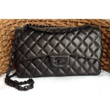 Chanel Classic Flap Bag Original Lambskin Leather A1113 Black JK200hk64