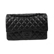 Chanel Classic Flap Bag Original Sheepskin Leather A1113 Black JK864io33