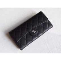 Chanel Classic Flap Wallet A31506 black silver-Tone Metal JK1396vK93