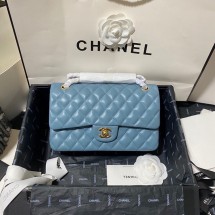 Chanel classic handbag Lambskin&gold Metal 01112 blue JK2662vK93