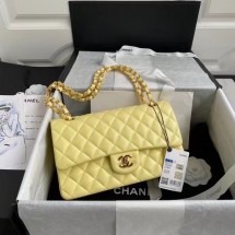 chanel classic handbag Lambskin & gold Metal A01112 yellow JK3117nS91