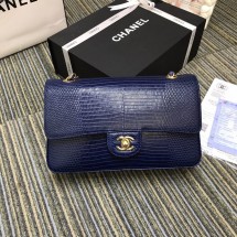 Chanel Classic Handbag Original Lizard & Gold-Tone Metal A01112 blue JK4825Bw85