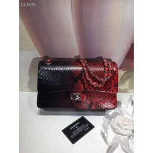 Chanel Classic Handbag Python Leather A01112 Black&Red JK4776tg76