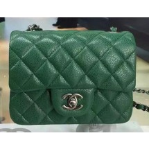 Chanel Classic MINI Flap Bag Cannage Pattern Leather A8171 Green JK321UM91