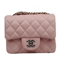 Chanel Classic MINI Flap Bag CF1115 Pink Cannage Pattern Silver JK899UE80