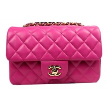 Chanel Classic MINI Flap Bag CF1119 Rose Sheepskin Leather Gold JK903Is53