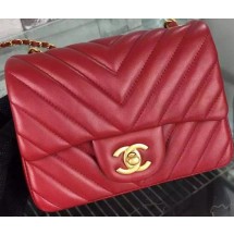 Chanel Classic mini Flap Bag Chevron Sheepskin Leather A68748 Burgundy JK625Oq54