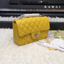 Chanel Classic original Sheepskin Leather cross-body bag A1116 yellow silver chain JK5155iv85