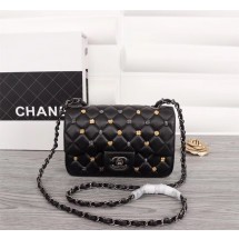 Chanel Classic Sheepskin Leather cross-body bag A1116 black silver-Tone Metal JK4910hi67