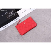 Chanel classic small pouch Grained Calfskin& silver-Tone Metal A82365 red JK1334iv85