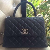 Chanel Classic Top Handle Bag Original Cannage Pattern A95169 Black JK461Av26