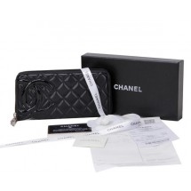 Chanel Combon Zip Around Wallet A50078 Black JK1532ED90