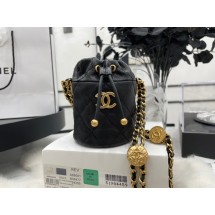 Chanel Drawstring Bag & Gold Metal A68081 black JK2315Tk78