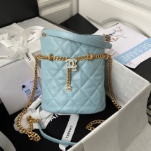 Chanel Drawstring Bag & Gold Metal AS3116 sky blue JK2617oJ62