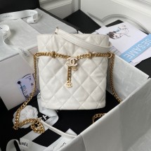 Chanel Drawstring Bag & Gold Metal AS3116 white JK2621Oq54