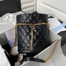 Chanel Drawstring Bag & Gold Metal AS3117 black JK2341Hn31