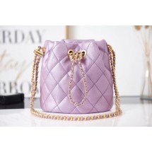 Chanel Drawstring Bag Grained Calfskin & Gold Metal AS2859 Lavender JK3004gN72