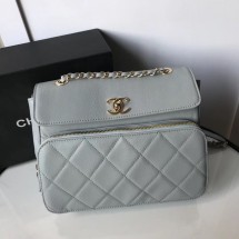 Chanel flap bag Grained Calfskin & Gold-Tone Metal AS1199 grey JK4333Qu69