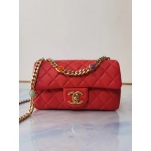 Chanel flap bag Lambskin Resin & Gold-Tone Metal AS2380 red JK3540pk20