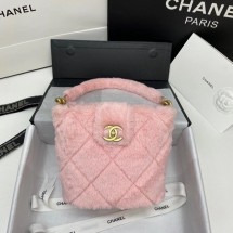 Chanel flap bag Shearling Lambskin & Gold-Tone Metal AS2241 pink JK3661EB28