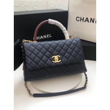 Chanel flap bag with Burgundy top handle A92991 dark Blue JK3755sY95