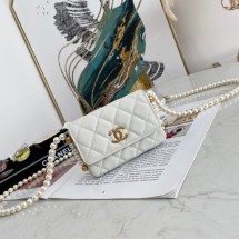 Chanel flap coin purse with chain 81085 white JK3281KX22