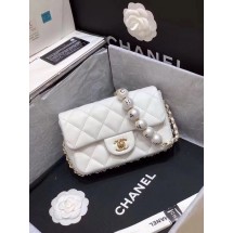 Chanel flap Imitation Pearls bag AS1436 white JK4209wn15