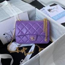 Chanel Flap Lambskin small Shoulder Bag AS3114 purple JK2552hT91