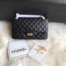 Chanel Flap Original Cowhide Leather 30225 black gold chain JK5117ki86