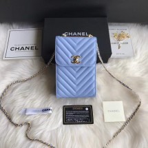 Chanel Flap Original Mobile phone bag 55698 blue JK5107hT91