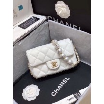 Chanel Flap Original Sheepskin Leather mini pearl cross-body bag cf1116 White JK3419su78