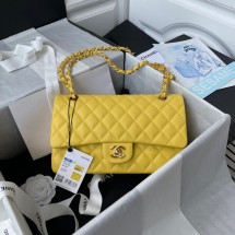 Chanel Flap Shoulder Bag Grained Calfskin A01112 gold-Tone Metal yellow JK2957Zr53