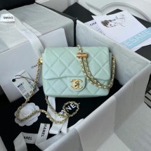 Chanel Flap Shoulder Bag Grained Calfskin AS2855 pearl light green JK2995Mc61