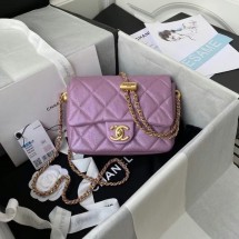 Chanel Flap Shoulder Bag Grained Calfskin AS2855 pearl rose JK3000Bw85