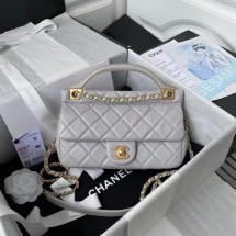 Chanel Flap Shoulder Bag Original leather AS2438 grey JK3171zS17