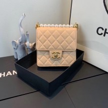 Chanel Flap Shoulder Bag Sheepskin Leather 77398 apricot JK4755uU16