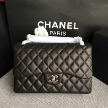 Chanel Flap Shoulder Bags Black Original Lambskin Leather CF1113 Silver JK5754wv88