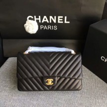 Chanel Flap Shoulder Bags Black Original Sheepskin CF1112 Gold JK5877Zr53