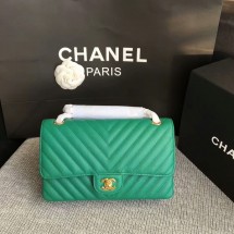 Chanel Flap Shoulder Bags Green Original Calfskin Leather CF1112 Gold JK5769xh67