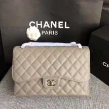 Chanel Flap Shoulder Bags Grey Original Calfskin Leather CF1113 Silver JK5341CD62