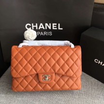 Chanel Flap Shoulder Bags Orange Original Lambskin Leather CF1113 Silver JK5729nE34