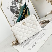 Chanel Grained Calfskin Clutch Bag 81050 white JK3283CC86