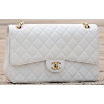 Chanel Jumbo Classic White Cannage Pattern Flap Bag A58600 Gold JK552Cw85