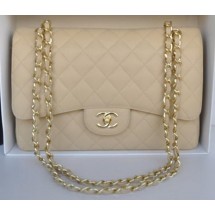 Chanel Jumbo Double Flaps Bag Apricot Cannage Pattern A36097 Gold JK192CC86