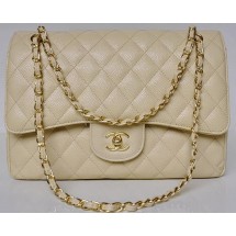 Chanel Jumbo Quilted Classic Flap Bag Apricot Cannage Patterns A58600 Gold JK699SS41