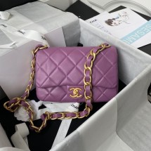 CHANEL Lambskin Flap Shoulder Bag 2022SS purple JK2968kC27