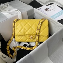 CHANEL Lambskin Flap Shoulder Bag 2022SS yellow JK2969yk28