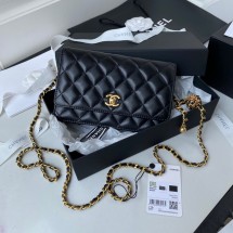 Chanel Lambskin Flap Shoulder Bag AP1450 black JK2463ea89