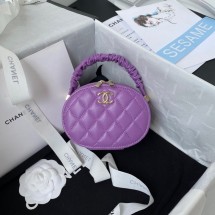 Chanel lambskin top handle bag AP27301 Purple JK2446MO84